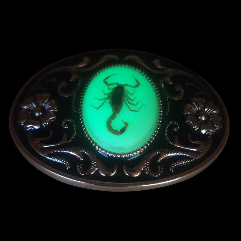 Cintura in pelle con fibbia a forma di scorpione luminoso decorativo fai da te da uomo