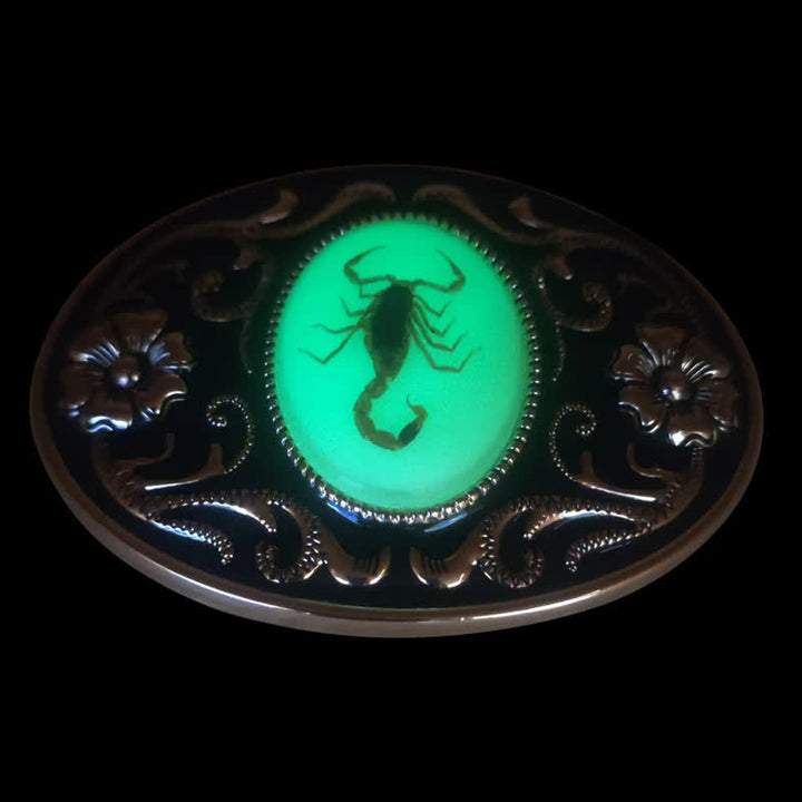 Cintura in pelle con fibbia a forma di scorpione luminoso decorativo fai da te da uomo