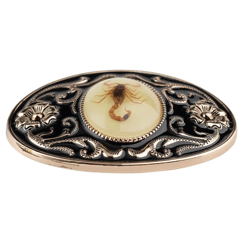 Cintura in pelle con fibbia a forma di scorpione luminoso decorativo fai da te da uomo