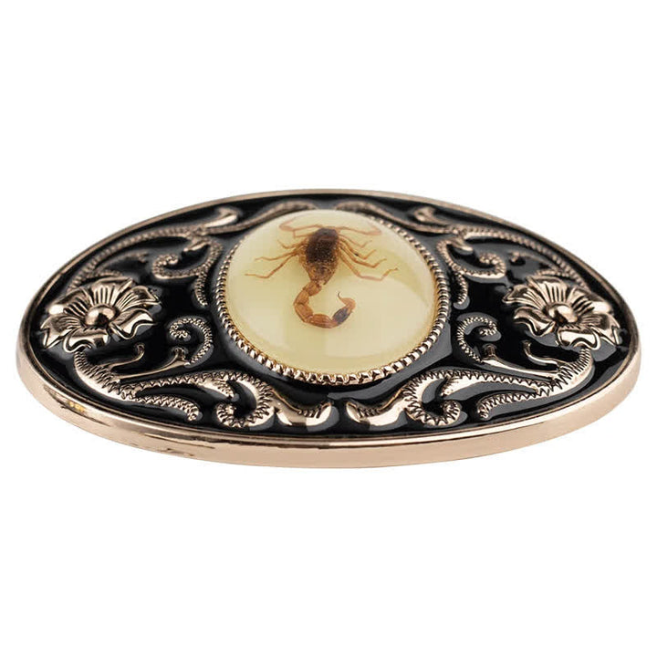 Cintura in pelle con fibbia a forma di scorpione luminoso decorativo fai da te da uomo