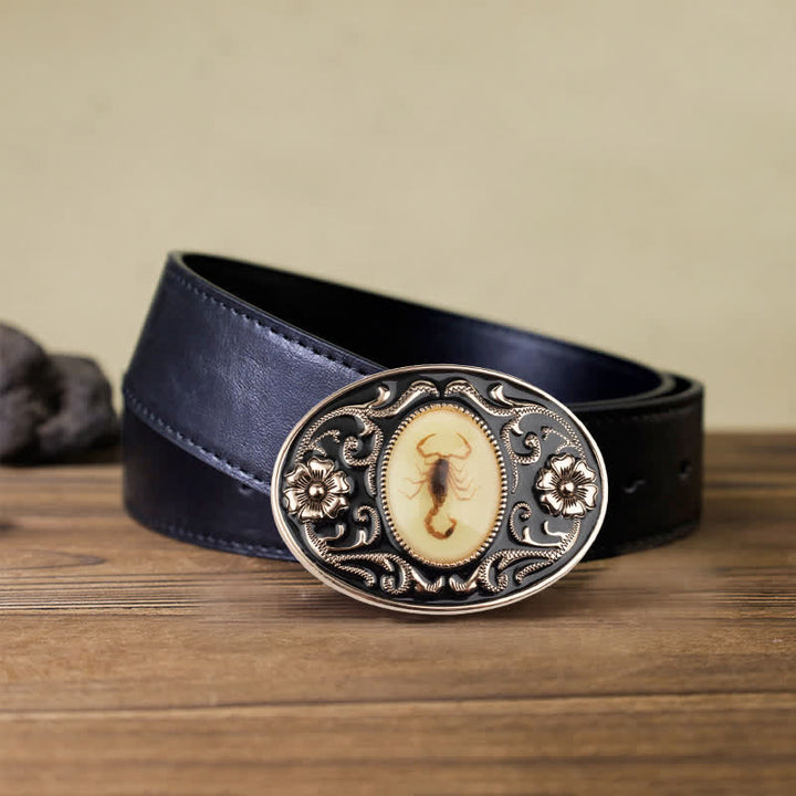Cintura in pelle con fibbia a forma di scorpione luminoso decorativo fai da te da uomo