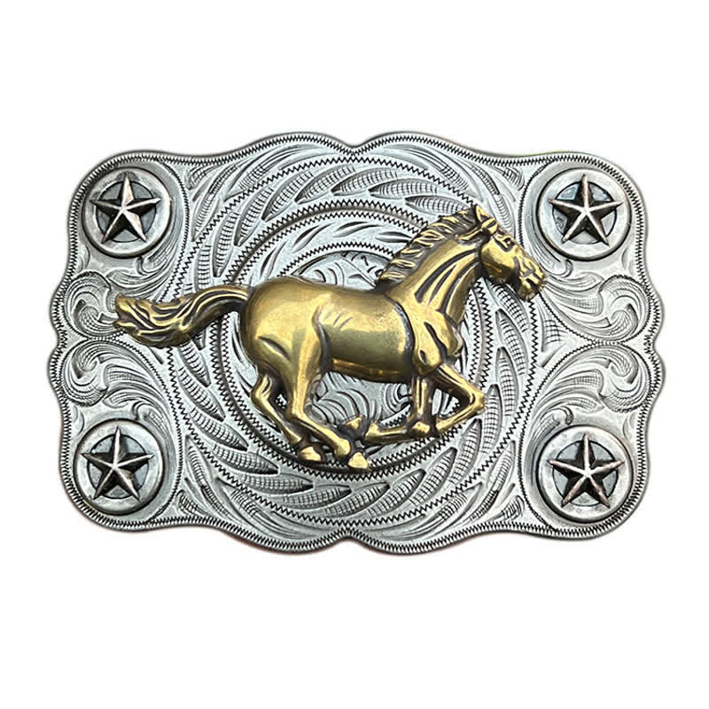 Cintura in pelle fai da te con fibbia Western Wild Horse da uomo