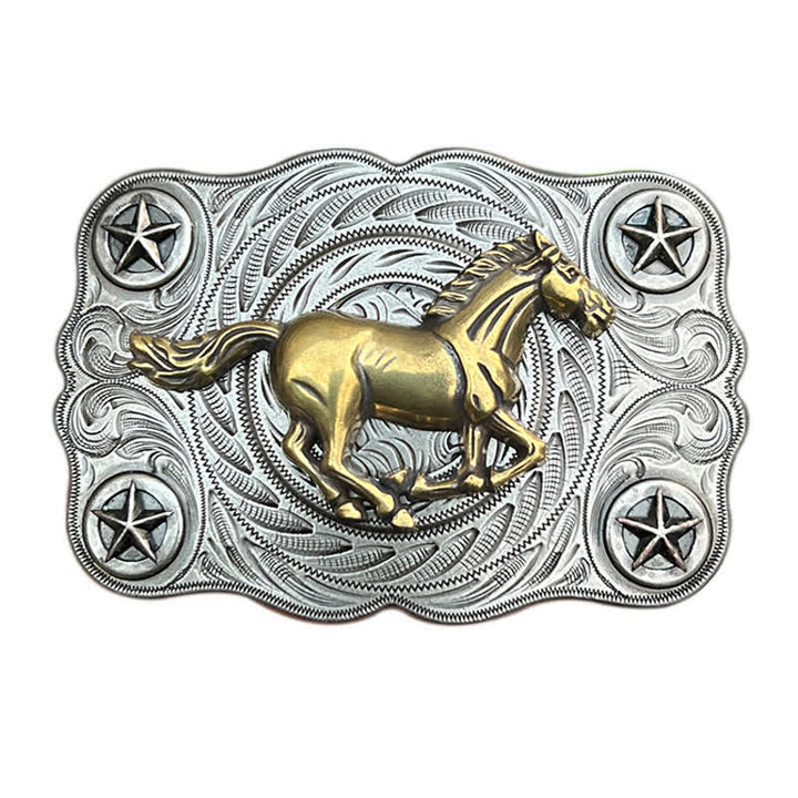 Cintura in pelle fai da te con fibbia Western Wild Horse da uomo