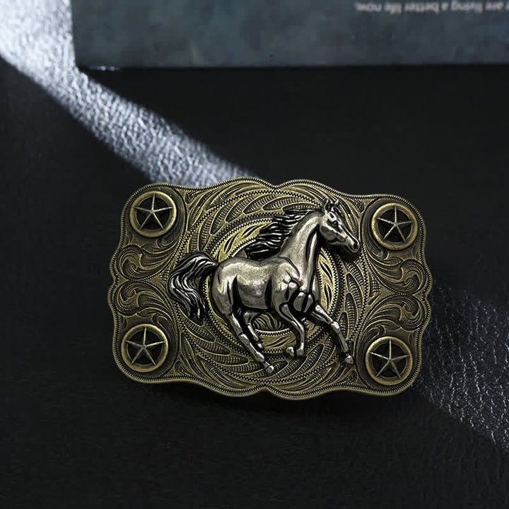 Cintura in pelle fai da te con fibbia Western Wild Horse da uomo