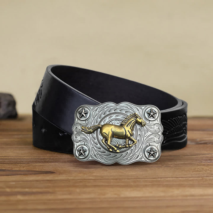 Cintura in pelle fai da te con fibbia Western Wild Horse da uomo