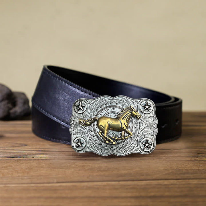 Cintura in pelle fai da te con fibbia Western Wild Horse da uomo