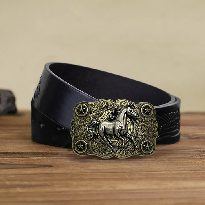 Cintura in pelle fai da te con fibbia Western Wild Horse da uomo