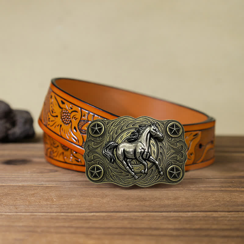 Cintura in pelle fai da te con fibbia Western Wild Horse da uomo