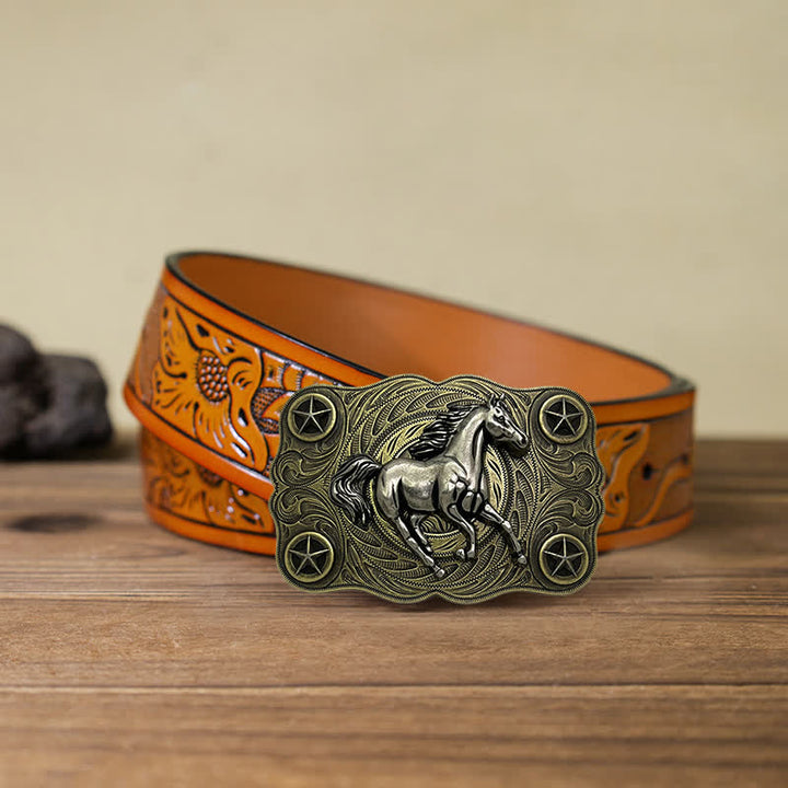 Cintura in pelle fai da te con fibbia Western Wild Horse da uomo