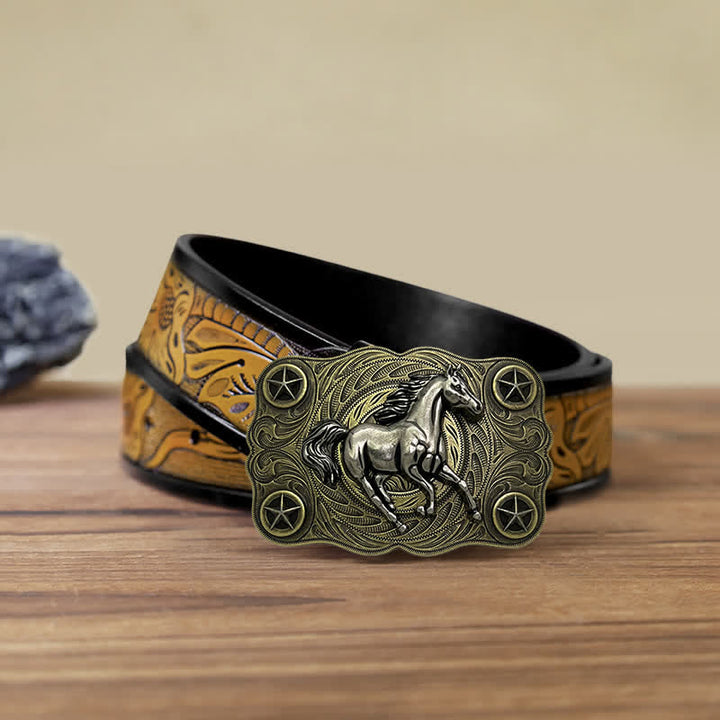 Cintura in pelle fai da te con fibbia Western Wild Horse da uomo