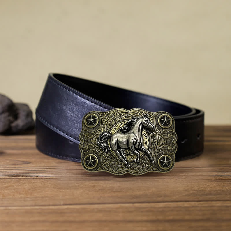Cintura in pelle fai da te con fibbia Western Wild Horse da uomo