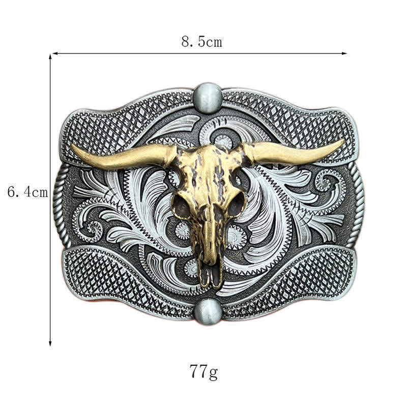 Cintura in pelle fai da te con fibbia a forma di toro Texas Longhorn da uomo