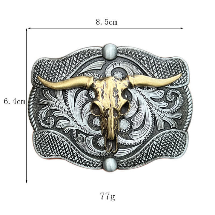 Cintura in pelle fai da te con fibbia a forma di toro Texas Longhorn da uomo