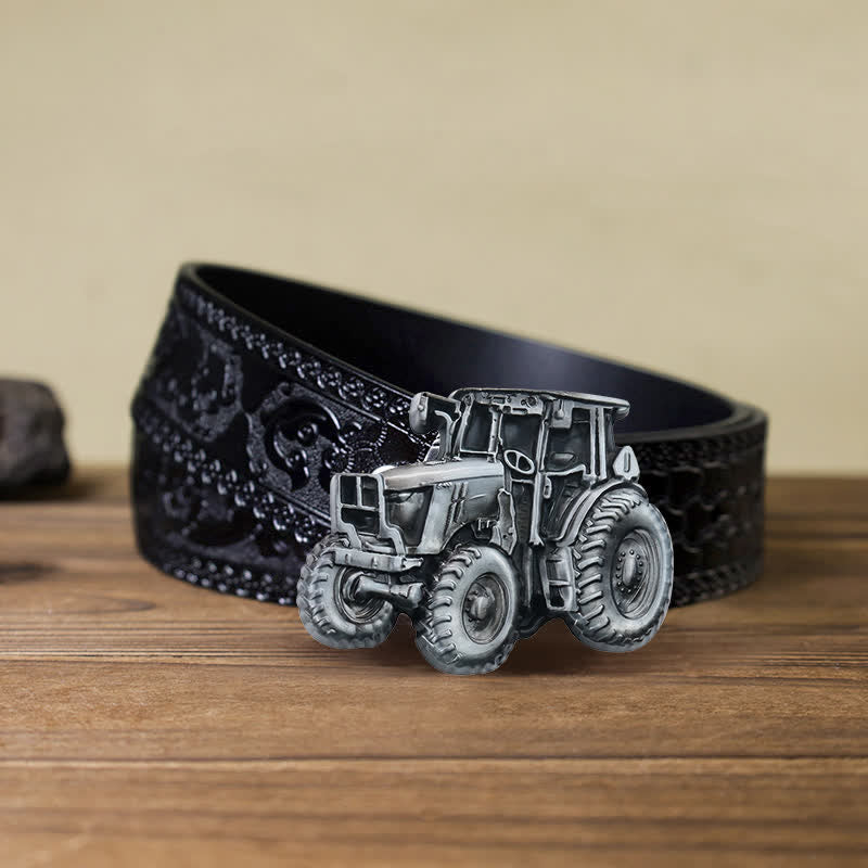 Cintura in pelle con fibbia trattore country fai da te da uomo