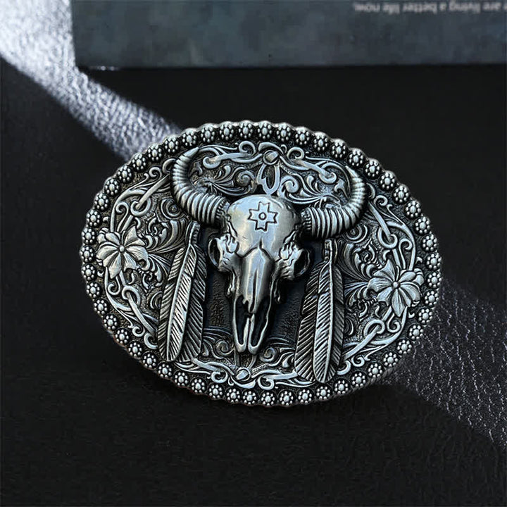 Cintura in pelle con fibbia decorativa etnica a forma di toro fai da te da uomo