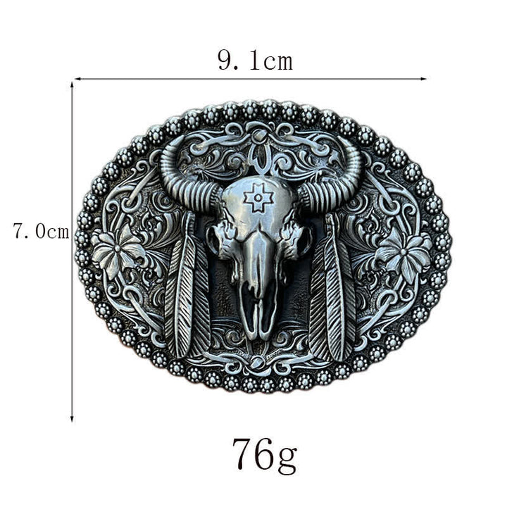 Cintura in pelle con fibbia decorativa etnica a forma di toro fai da te da uomo