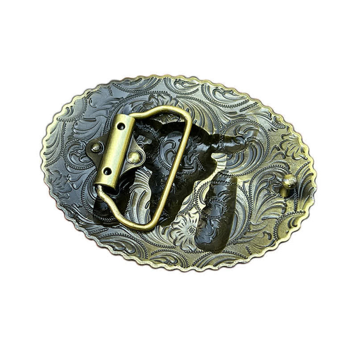 Cintura in pelle con fibbia decorativa etnica a forma di toro fai da te da uomo