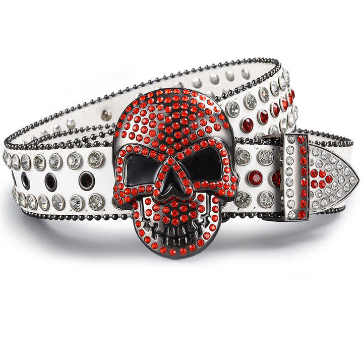 Cintura in pelle con perline e strass punk death ghost
