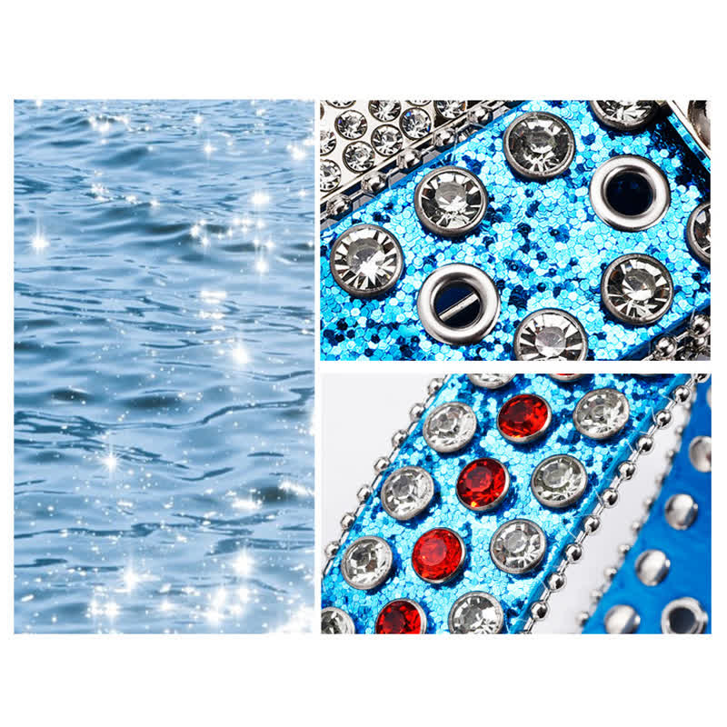 Cintura in pelle tempestata di cristalli e strass scintillanti - image 1