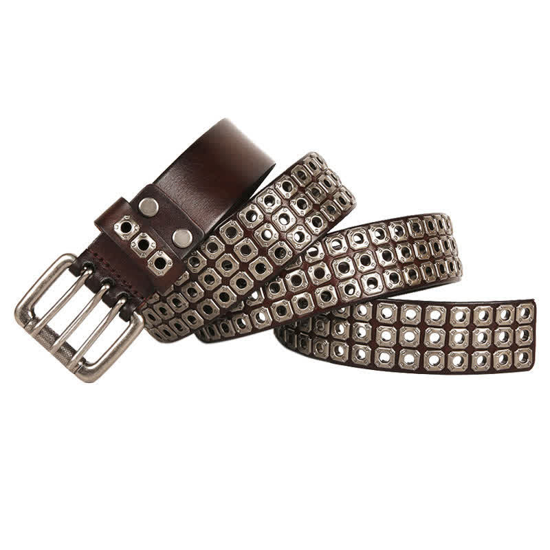 Cintura in pelle con rivetti quadrati punk rock heavy metal