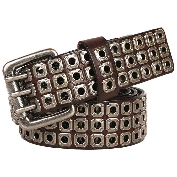 Cintura in pelle con rivetti quadrati punk rock heavy metal