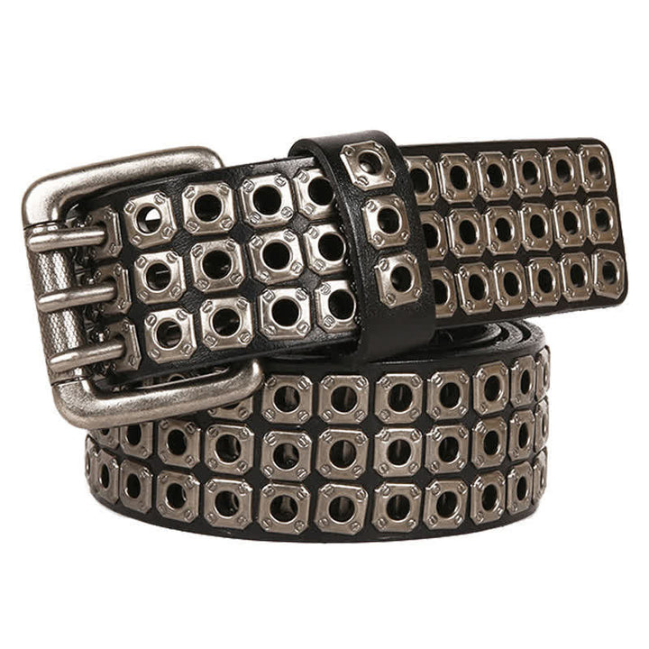 Cintura in pelle con rivetti quadrati punk rock heavy metal