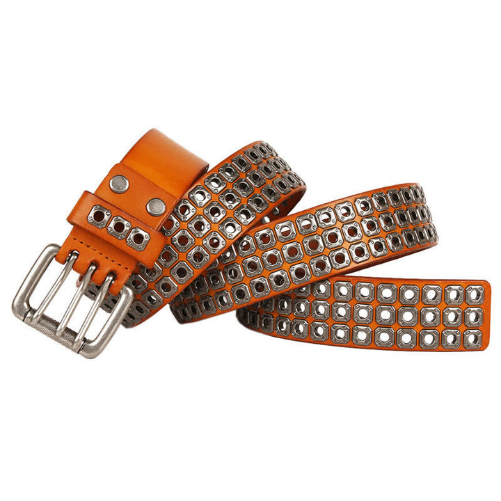 Cintura in pelle con rivetti quadrati punk rock heavy metal