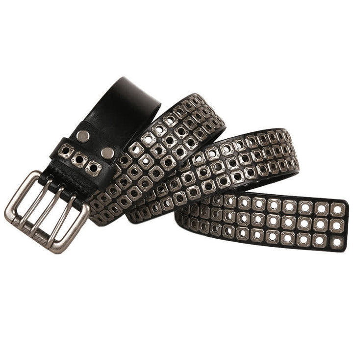 Cintura in pelle con rivetti quadrati punk rock heavy metal