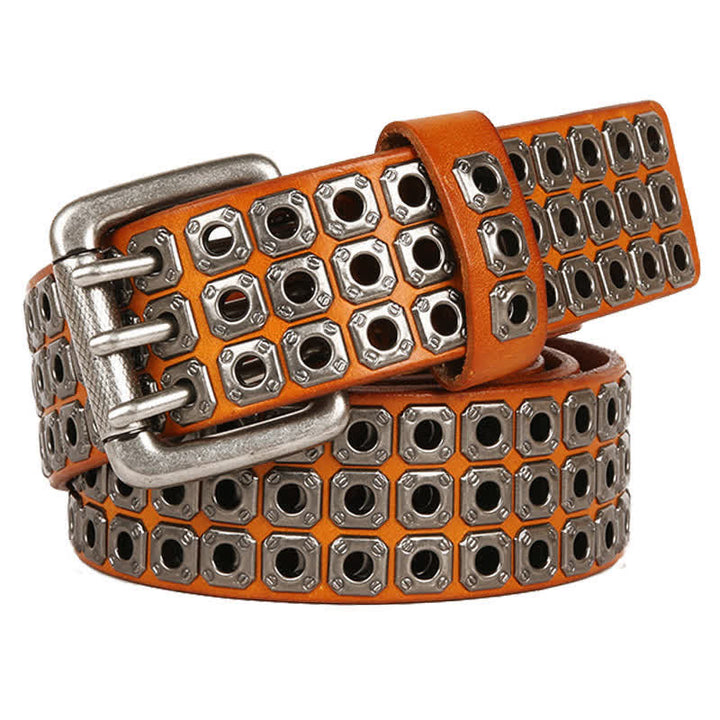 Cintura in pelle con rivetti quadrati punk rock heavy metal
