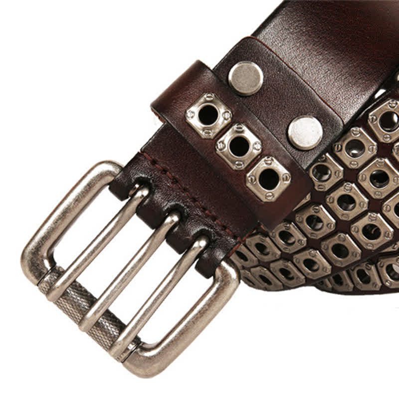 Cintura in pelle con rivetti quadrati punk rock heavy metal