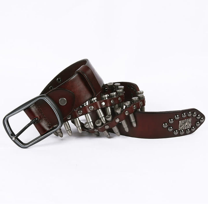 Cintura in pelle con rivetti a proiettile cool e personalità