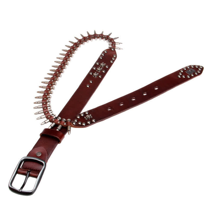 Cintura in pelle con rivetti a proiettile cool e personalità