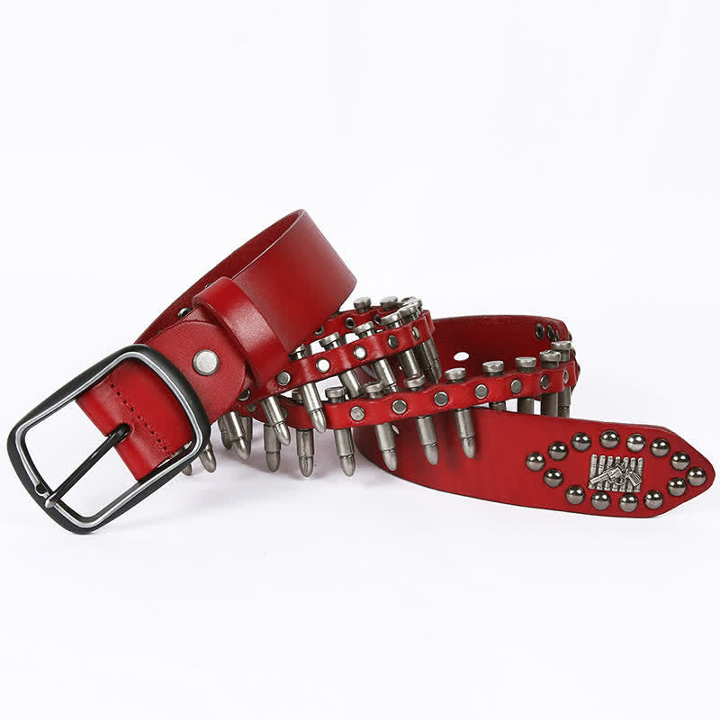 Cintura in pelle con rivetti a proiettile cool e personalità