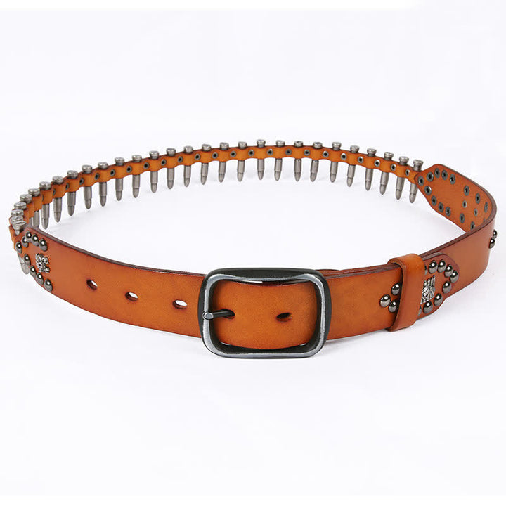 Cintura in pelle con rivetti a proiettile cool e personalità