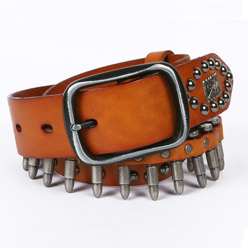 Cintura in pelle con rivetti a proiettile cool e personalità