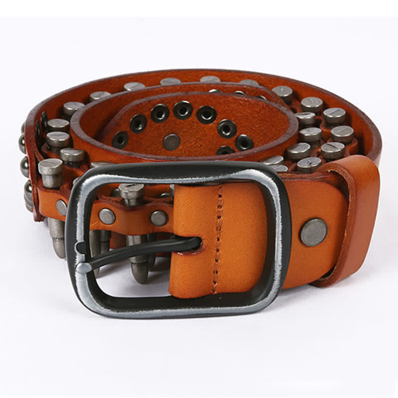 Cintura in pelle con rivetti a proiettile cool e personalità