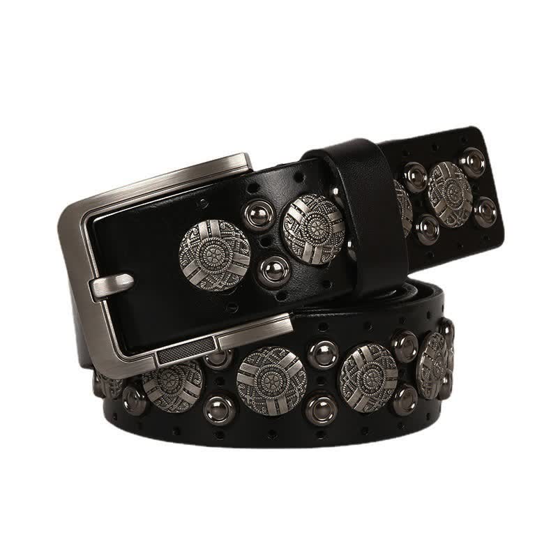 Cintura in pelle con rivetti in metallo pesante per motociclisti - image 1