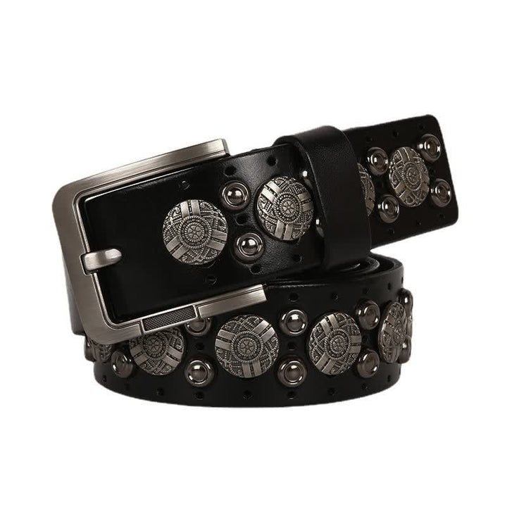 Cintura in pelle con rivetti in metallo pesante per motociclisti - image 1