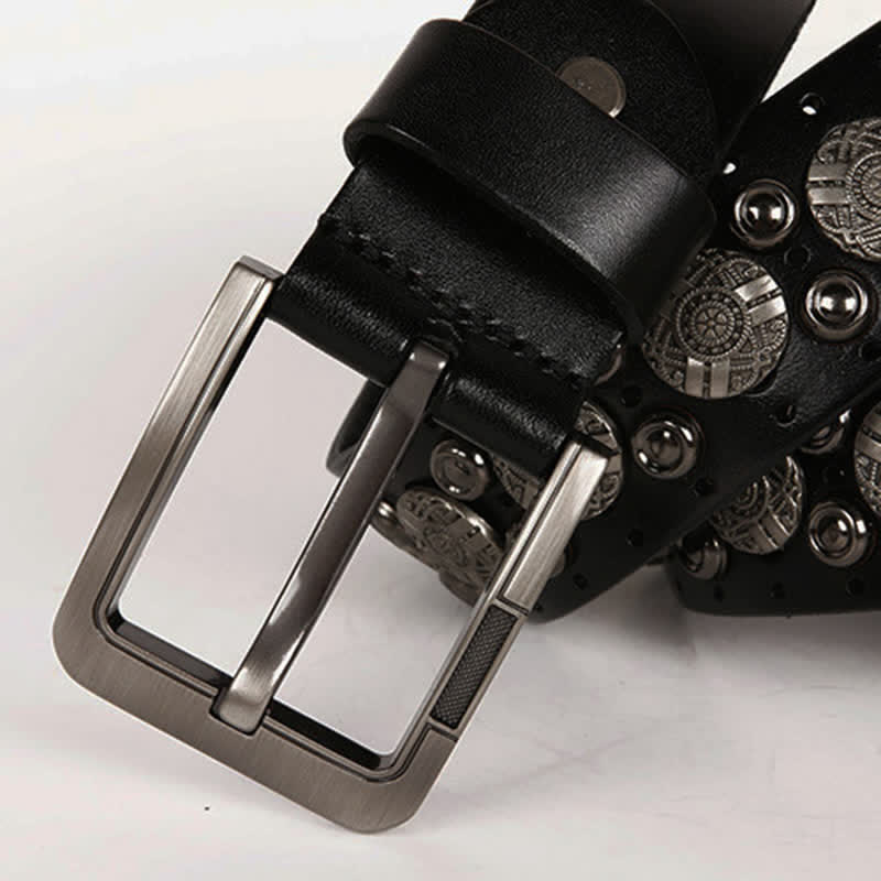 Cintura in pelle con rivetti in metallo pesante per motociclisti - image 9