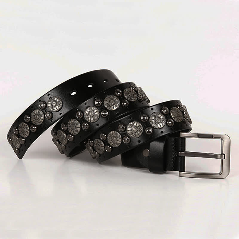 Cintura in pelle con rivetti in metallo pesante per motociclisti - image 7