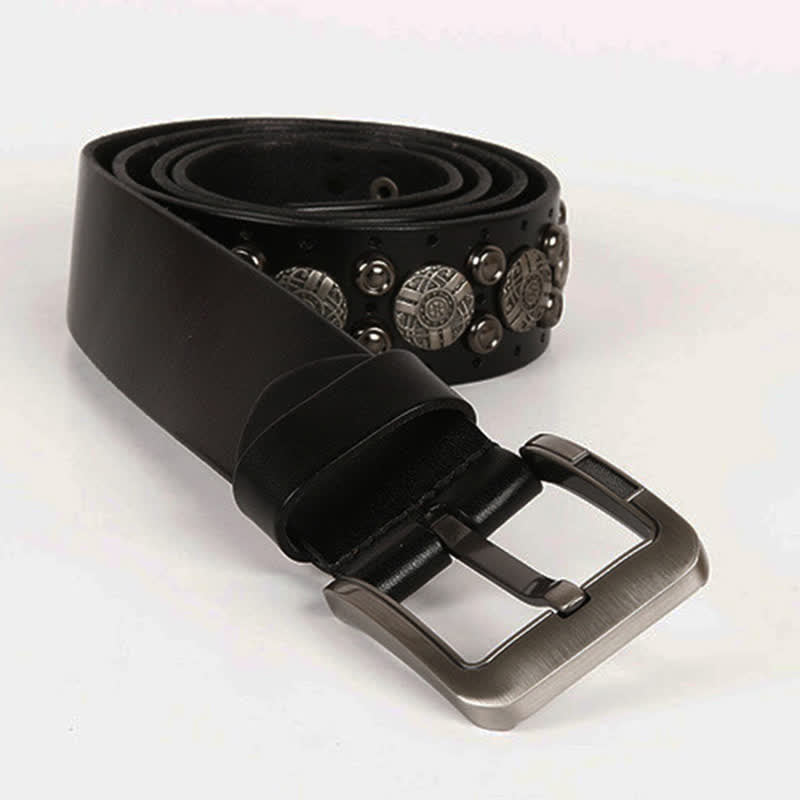 Cintura in pelle con rivetti in metallo pesante per motociclisti - image 6