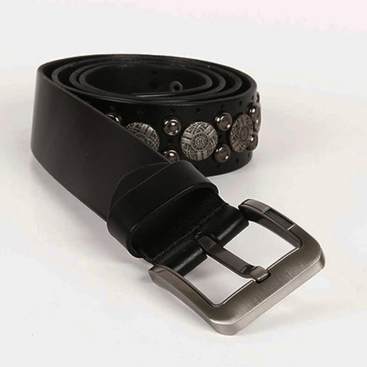 Cintura in pelle con rivetti in metallo pesante per motociclisti - image 6