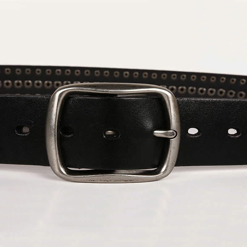 Cintura in pelle con borchie di metallo geometrico vintage - image 15