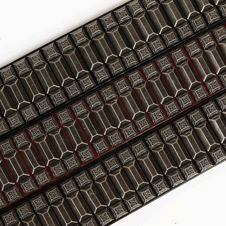Cintura in pelle con borchie di metallo geometrico vintage - image 5