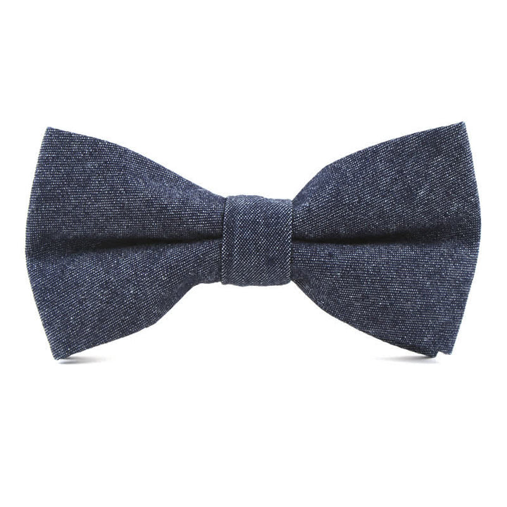 Papillon da uomo in twill di cotone denim tinta unita