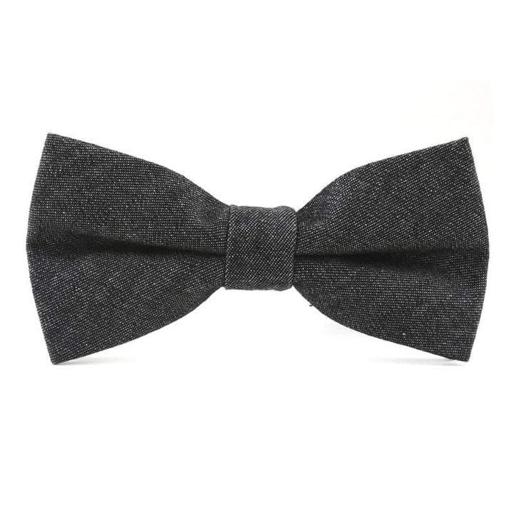 Papillon da uomo in twill di cotone denim tinta unita - Nero - image 1