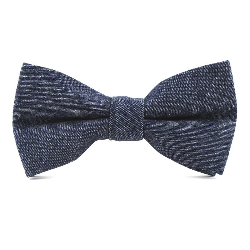 Papillon da uomo in twill di cotone denim tinta unita - Grigio - image 5