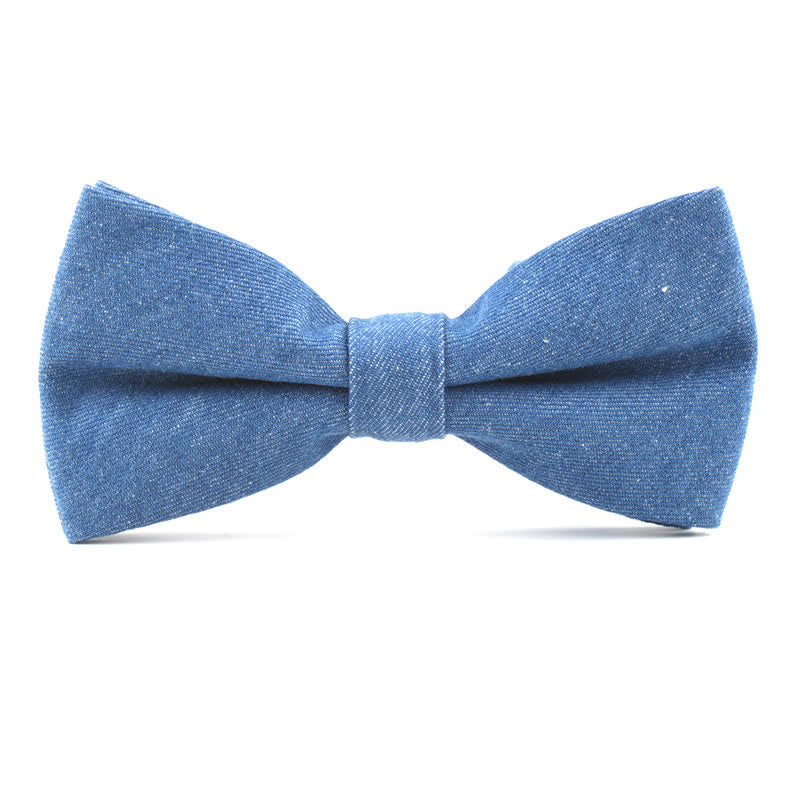 Papillon da uomo in twill di cotone denim tinta unita - Blu - image 7