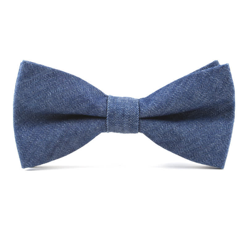 Papillon da uomo in twill di cotone denim tinta unita