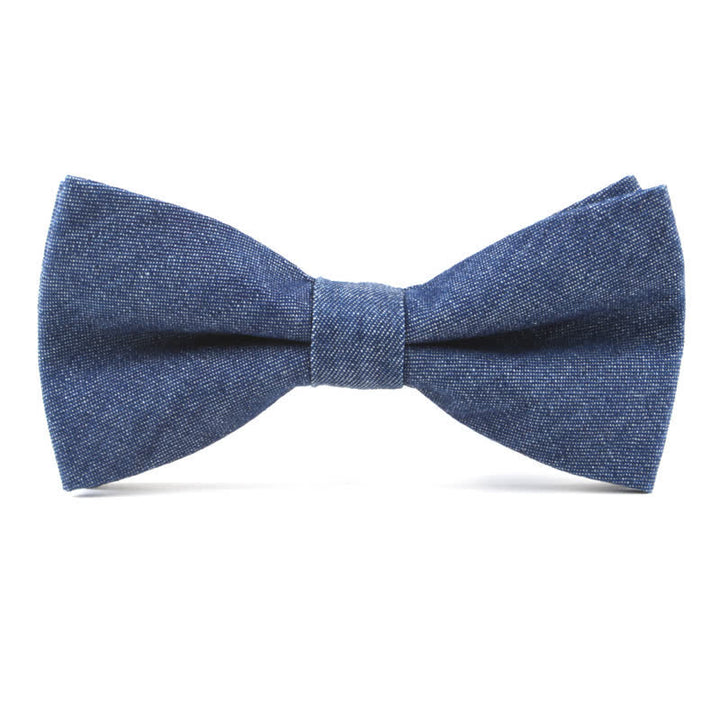 Papillon da uomo in twill di cotone denim tinta unita